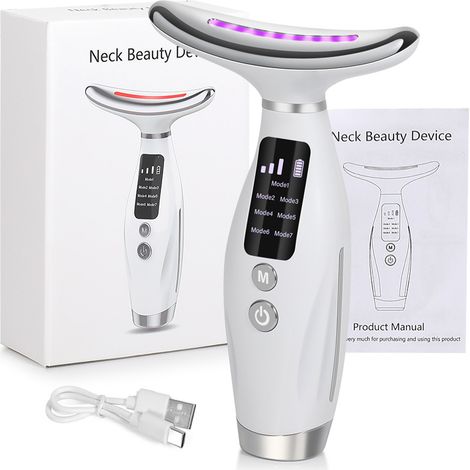 Appareil de massage pour la nuque avec écran 7 couleurs, réduction des rides et soin esthétique du cou, 7 modes de massage. (1/5)