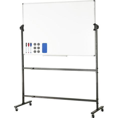 Mophorn Lavagna Magnetica 118,3x76,4 cm Lavagna Mobile Cancellabile a Secco con Supporto Lavagna Reversibile a 360° Doppia Faccia Regolabile in Altezza con Pennarelli in Gomma per Ufficio Casa Scuola (1/5)