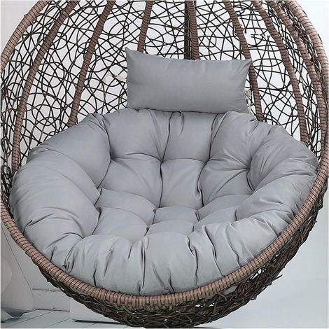 Hängesesselkissen, Hängekorbkissen für den Außenbereich, Ersatzkissen für Hängesessel, Sitzkissen für Hängesessel (Farbe: Grau, Größe: 105 cm (Durchmesser 90 cm))