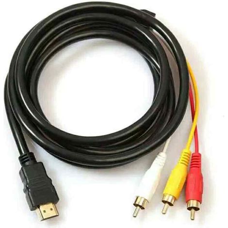Câble HDMI Vers RCA - Transmission Unidirectionnelle - Résolution Jusqu'à 1080p - Connecteurs Dorés 24 Carats - Longueur 1,5 M - Pour Lecteur DVD HD Téléviseur Projecteur (1/5)