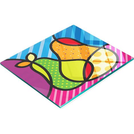 Elegante e resistente tagliere da cucina in vetro con motivo a pere in stile pop art, 60x52 cm. (1/5)