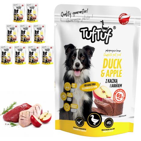 Cibo umido per cani TufTuf Anatra con Mela in bustina 10x300g Carne in scatola (1/5)