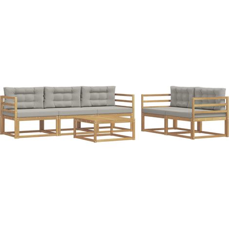 Outdoor Sofa Set with Cushion 6 pcs White and Light Grey vidaXL (1/5)