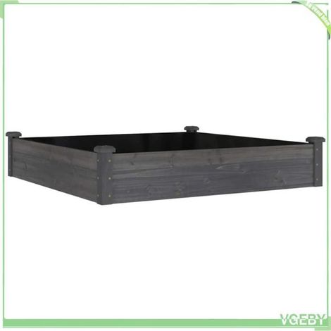 Lit surélevé de jardin - FAFEICY - 364294 - Bois massif sapin - 120x120x25 cm - Doublure incluse (1/5)