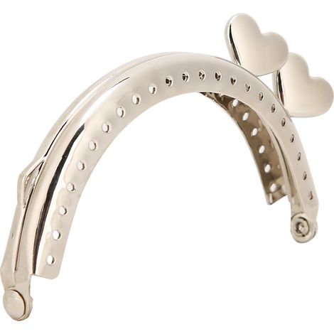 Lot de 2 Fermoirs Arche 8,5cm pour Bourse, Porte-Monnaie, Sac Kiss Clasp, Accessoire Quincaillerie DIY Couture, Argent (1/5)