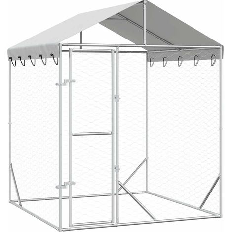 Maison Exclusive - Cuccia Cani da Esterno Tetto Argento 2x2x2,5 m Acciaio Zincato