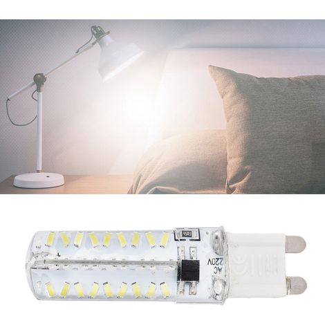 Ampoules en silicone G9, lot de six, 5W, 72LED, adaptées aux suspensions, plafonniers, appliques murales et lampes de table (6 jeux, lumière blanche). (1/5)