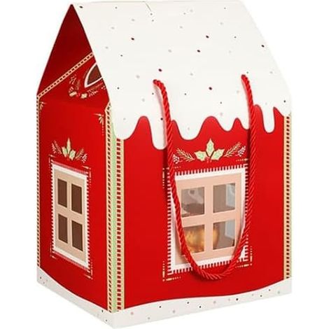 Coffret cadeau Maisonnette de Noël féérique, coffret cadeau en forme de maison - Cadeau idéal pour les intérieurs luxueux - Rouge Noël (1/5)