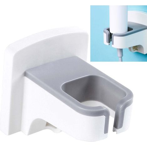 Wandmontierter, bohrfreier Haartrocknerhalter – Weiß – Selbstklebend – 1 Stück – ABS (1/5)