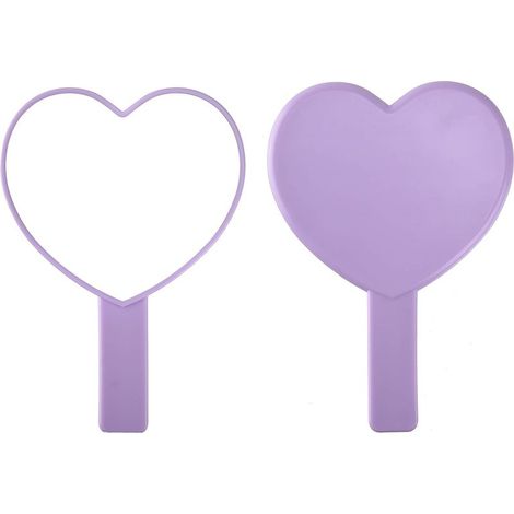 Miroir De Poche En Forme De Coeur - Miroir Cosmétique Avec Poignée - Rose - 1 Pièce (1/5)
