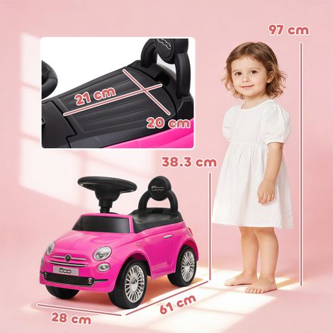 Jouet à chevaucher Fiat sous licence pour enfants (convient aux enfants de 12 à 36 mois, avec musique, klaxon et rangement sous le siège, en plastique PP, rose) (1/5)