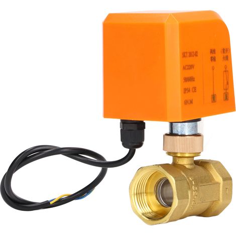 Motorisiertes 2-Draht-2-Wege-Ventil, normalerweise offen, DN25, Messing und ABS, 220 V AC-Synchronmotor für Heizung und Bewässerung (1/5)