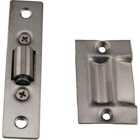 1 - Loquet à rouleau - Acier inoxydable 304 - Réglable double position - Pour porte de cuisine et armoire - Finition brossée - 8,9x2 cm (1/5)