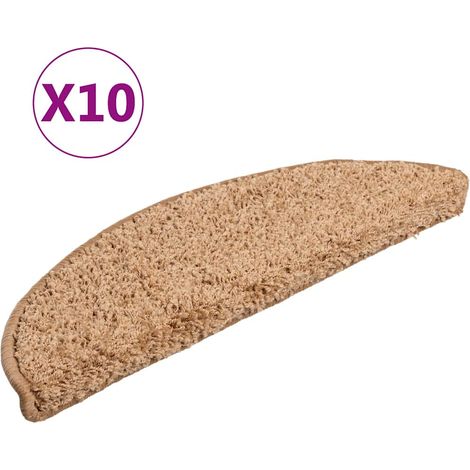 Maison Exclusive - Tapis d'escalier 10 pièces 56x17x3 cm Beige Demi-rond (1/5)