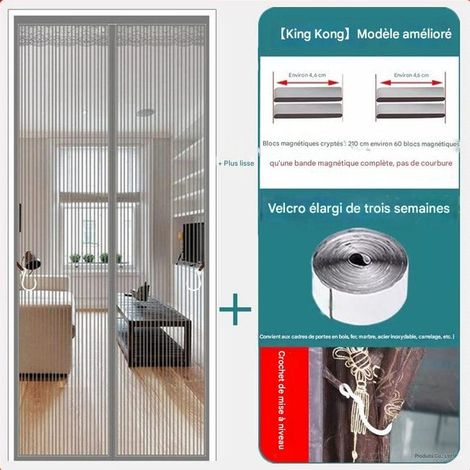 1-Pack crypté segmenté de diamant magnétique fort Mesh Mosquito-Proof Rideau - Argent rayé-Gray 150220cm Velcro auto-adhésif (1/5)