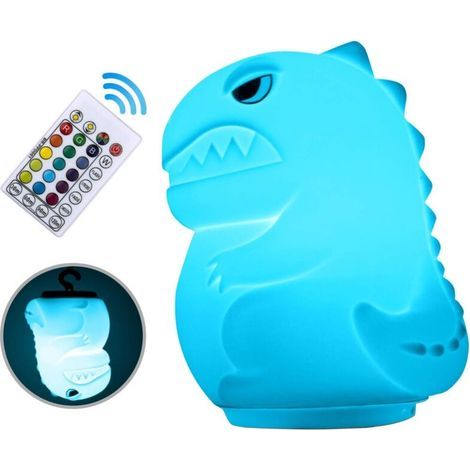 Veilleuse Enfant LED Veilleuse Multicolore Lampe de Dinosaure SiliCône Prise Electrique avec 16 Couleurs Rechargeable à Distance Légère pour Cadeau d'anniversaire, Halloween, Noël et Festival- (1/5)