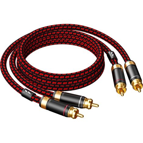Primeda Audiophiles Stereo-Audiokabel, 2 RCA-Stecker auf 2 RCA-Stecker, vergoldet 4N sauerstofffreier Kupferkern (0,75 m)