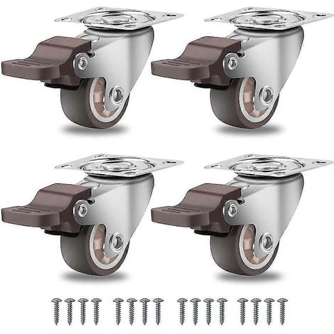 Roulettes pour meubles petites (25 mm), pivotantes, robustes, silencieuses, en caoutchouc plein (lot de 4). (1/5)