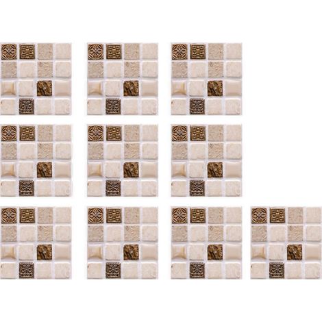 Paquete de 30 tiras adhesivas para salpicaderos de cocina, efecto azulejo 3D, ideales para embellecer tu cocina o chimenea. 10 x 10 cm.