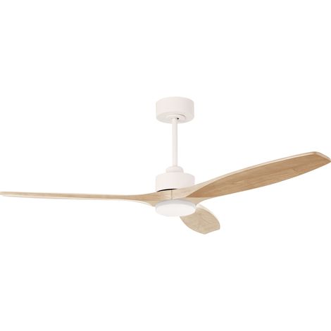 Forlight - Ventilador de Techo Stem Evo, Ø1320mm, Motor DC Silencioso, 30W + 20W LED, LED Integrado, CCT Seleccionable, 3000K - 4000K - 5000K, Regulable, Blanco, Palas Madera Clara (1/2)