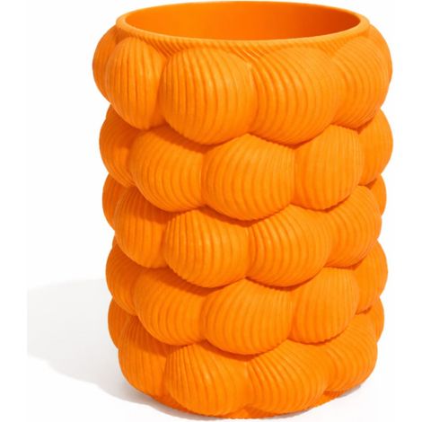 Vaso decorativo arancione, strutturale, scultura di design moderno