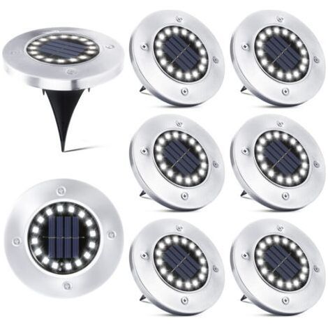 16 LED Solar Light Outdoor - 8 Pieces Solar Spotlight Garden Waterproof Street Lamp for Walkway Path Terrace Courtyard Underground Recessed Lawn NPTERBL (1/4)