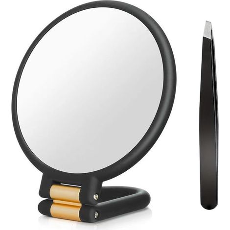 Espejo con mango, aumento de 30x, doble cara, plegable, ideal para viajes y maquillaje. (1/5)