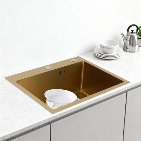 Küchenspüle, Küchenspüle aus Edelstahl 304, Spülen-Set Gold 554522cm (1/5)