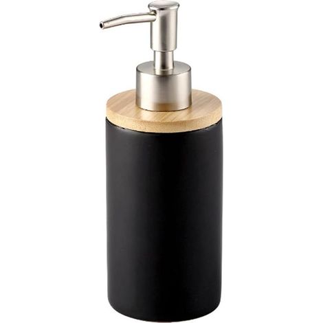 1 Distributeur de savon Divers accessoire de portail, céramique mate noir, 400 ml, style nordique, pour cuisine et salle de bains (1/5)