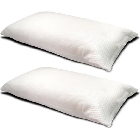 Oreiller viscoélastique - JUANIO - Set de 2 - 135 x 40 cm - Anti-acarien & antibactérien - Lavable en machine (1/4)