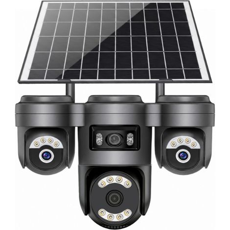 Caméra de Surveillance Solaire 4G AOV 8MP Ultra HD, Quadruple Objectif avec 4 Écrans Simultanés, PTZ Motorisée, Vision Nocturne IR 30 m, Détection de Mouvement, Audio Bidirectionnel, Zoom 10X, IP65, B (1/5)