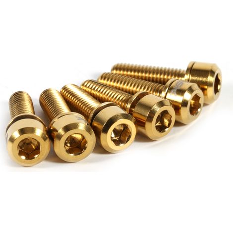 Stück M5 x 18 mm Titan-Vorbauschrauben mit Unterlegscheiben für Fahrräder (Gold) (1/3)