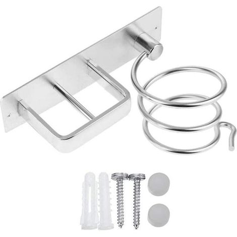 Support de sèche-cheveux, salle de bains, lisseur de cheveux, support de rangement, espace en aluminium, fer à friser, support de rangement pour sèche-cheveux (1/5)