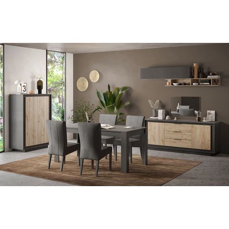 Salle à manger complète moderne lave/chêne cadiz Rosine 1 (1/5)
