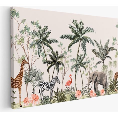Tableau toile Enfants - Animaux de la Jungle (1/2)