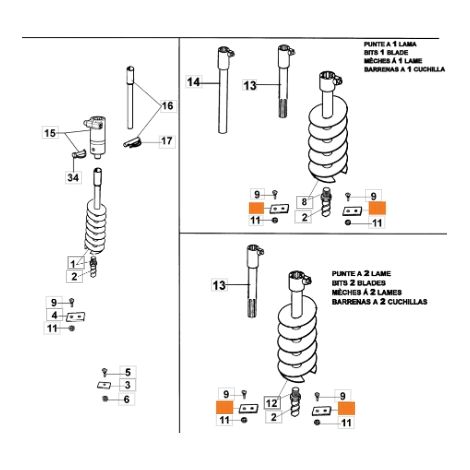 Lama mototrivella modelli MTL81R MTL85R ORIGINALE EMAK 028000069A