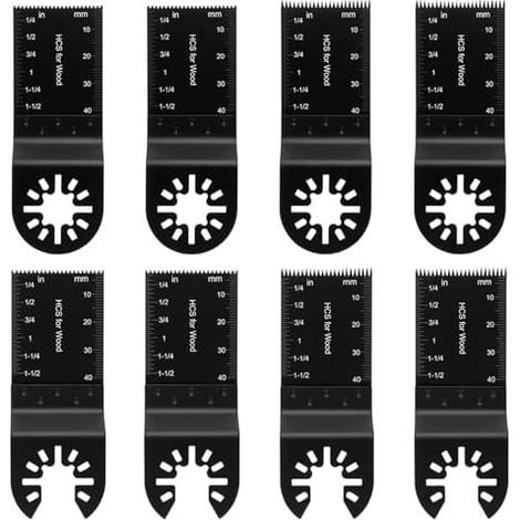 Lot de 8 lames scie oscillantes - Outil multifonction compatible Bo-sch,Dre-mel, Fe-in Multi-master 34mm Multifonction Lame De Scie Universelle Pour Bois Plastique (1/5)