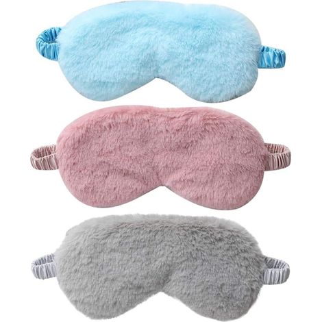 Masque pour les yeux en peluche pour femmes, paquet de 3 masques pour les yeux de sommeil,