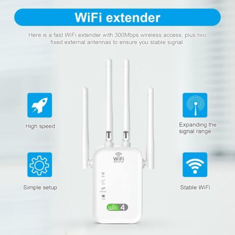 Un répéteur WiFi puissant de 300 Mbps, un amplificateur WiFi 2,4 GHz performant, un amplificateur de signal WiFi prenant en charge jusqu'à 35 appareils, un prolongateur WiFi avec port Ethernet, compat (1/3)