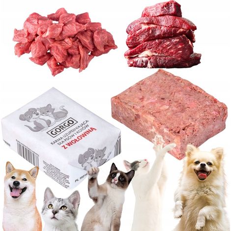 Nassfutter für Hunde, gefrorenes Fleisch, rohes Rindfleisch, Geflügel, Vitamine, BARF 10 kg
