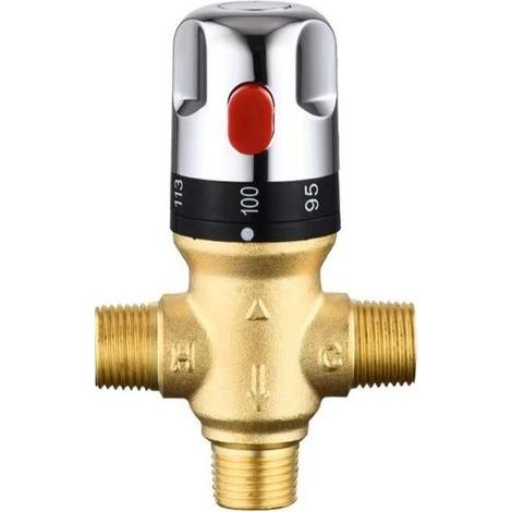 Mitigeur thermostatique de salle de bain réglable en laiton, mitigeur eau chaude/eau froide, vanne de régulation de température. (1/5)
