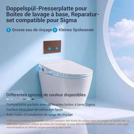 Plaque de Commande WC, Compatible, UP300 et UP320, avec Double Chasse, Équipée d'un Set de Leviers de Chasse et d'un Cadre d'Installation, Dimensions 245 × 164mm.(Bronze)