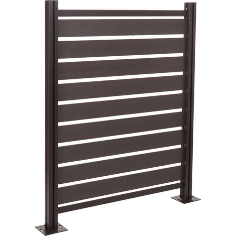 [NUNCA USADO] Valla de aluminio para cubo de basura HHG-946, elemento básico cubierta de cubo de basura, aspecto madera extensible 130x110x6cm, antracita