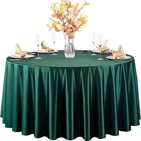Nappe ronde en satin 220 cm Vert, lisse et brillante