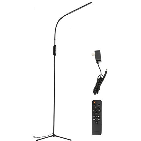 Lampadaire LED 12W Noir Moderne avec Télécommande, 3 Branches Pied au Sol 110-240V Prise US