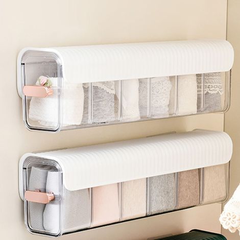 Organisateur mural de sous-vêtements amovible, anti-poussière et résistant à l'humidité, avec tiroir, pour chambre à coucher, blanc. (1/5)