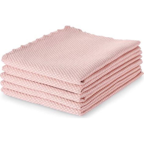 Lot de 5 chiffons de nettoyage pour vitres Wekity, chiffons anti-écailles de poisson, serviettes de séchage et de polissage en microfibre, lingettes réutilisables pour fenêtres, voitures, miroirs et a (1/5)