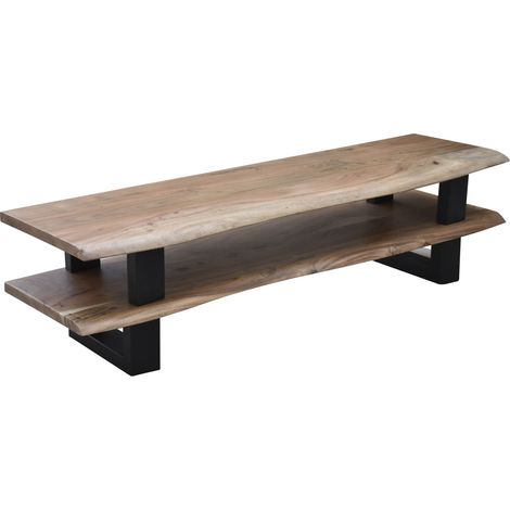 Meuble TV style nature 140 cm en acacia massif Azalée (1/5)