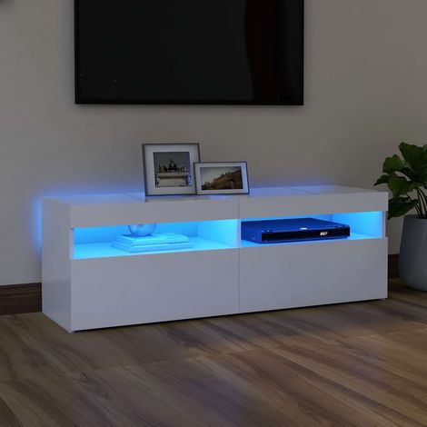 Meuble TV avec éclairage LED RVB blanc en bois d’ingénierie 120 x 35 x 40 cm, 25.64kg - PANGIVO (1/5)