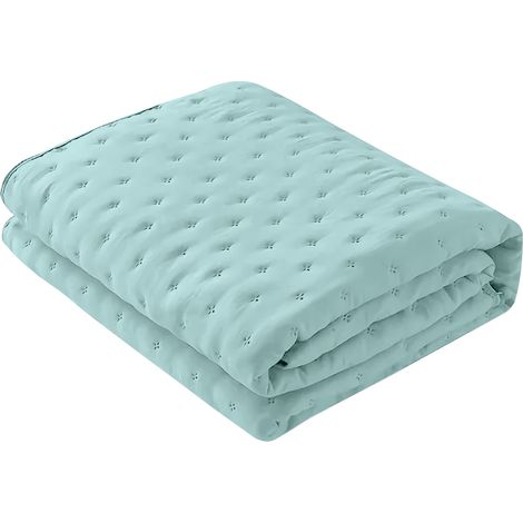 Copriletto Trapuntato Soft Matrimoniale Trapuntino Tinta Unita Due Piazze Coperta Leggera Primavera Estate Trapunta Leggera Sofficissimo Azzurro